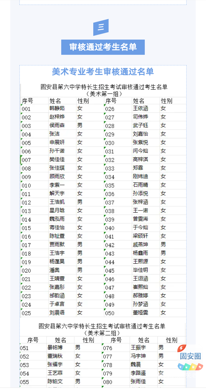 初三家长注意！固安六中高中部特长生招生考试时间安排3328 作者:优胜教育关老师 帖子ID:312009 