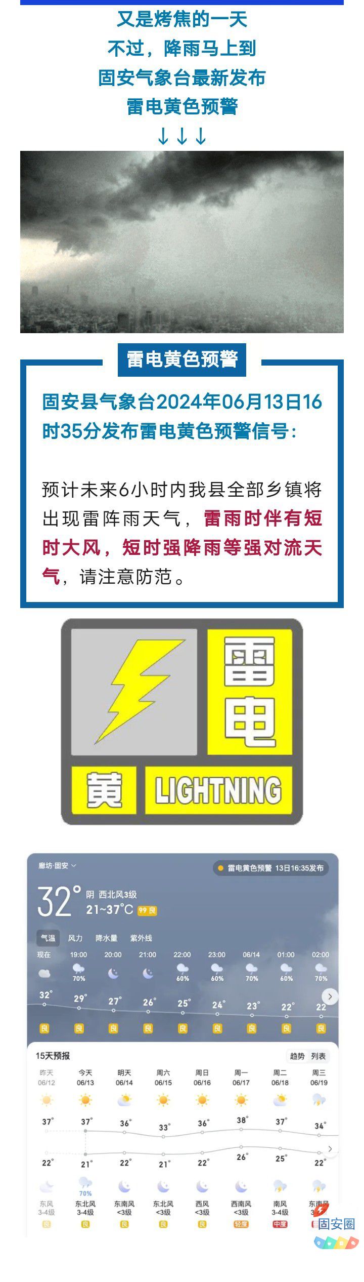 固安县，雷电+大风！强降雨马上到，2440 作者:峰华花园 帖子ID:317285 