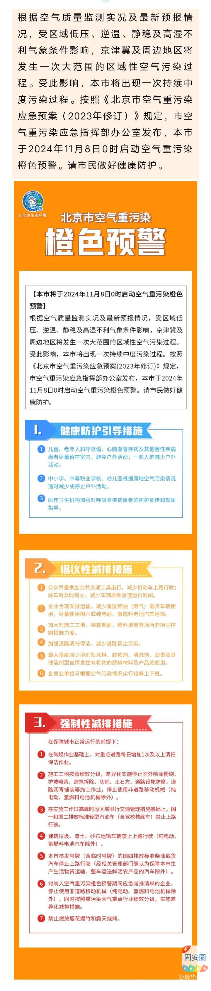 北京市将于2024年11月8日0时启动空气重污染橙色预警4613 作者:峰华花园 帖子ID:363578 